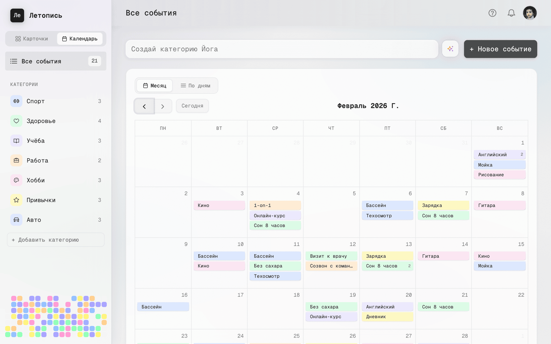 Календарный вид